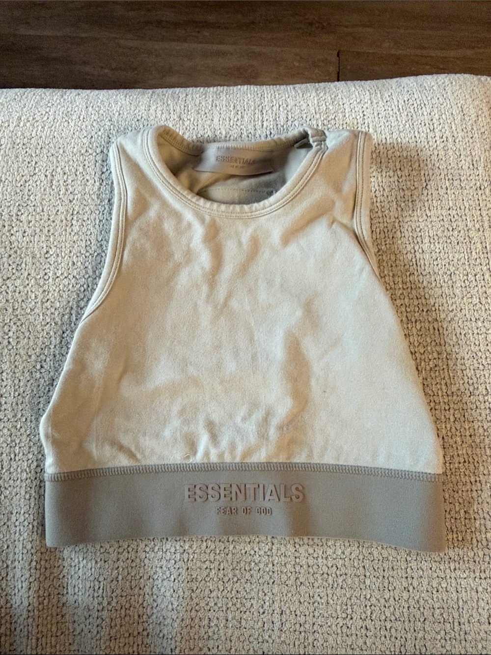 ESSENTIALS Neutral Beige Ribbed Hem Cropped Tank